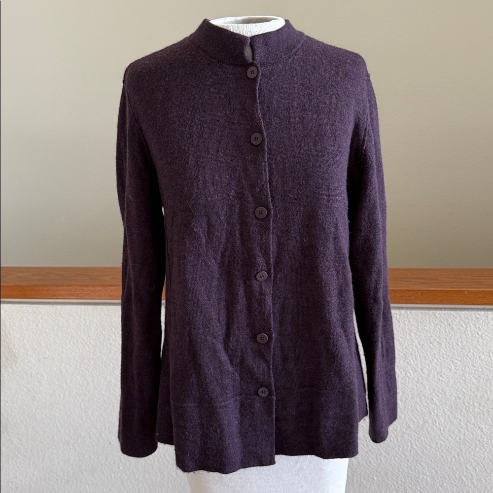 Eileen Fisher merino wool purple  Knit cardigan sweater size small - Picture 10 of 10